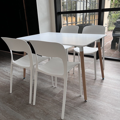 Imagen 1 de 7 de Pack De 4 Sillas De Comedor Nina Apilable Reforzada Color De La Estructura De La Silla Blanco