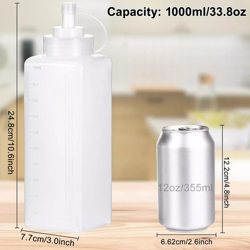 Botellas De Condimento Squeeze Squirt De Plástico De 1000 Ml