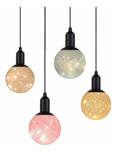 Lampara Led Colgante Hilo Redonda 10 Cm Diametro Estructura Rosa