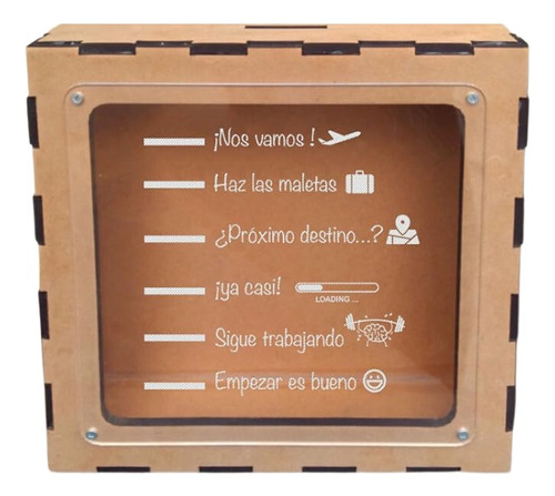 Alcancía Personalizable En Madera Y Cristal Frases A Escoger