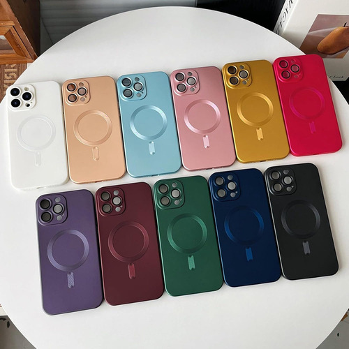 Funda De Teléfono Magsafe Wireless Charge Glass Camera Protect, Color Sólido, A Prueba De Golpes, Para iPhone 16/promax 15, 14, 13, 12, 11 Series