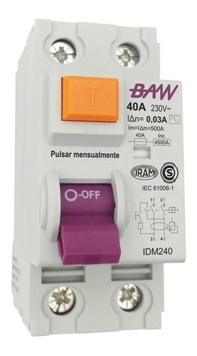 Imagen 1 de 1 de Interruptor diferencial BAW Modular IDM240