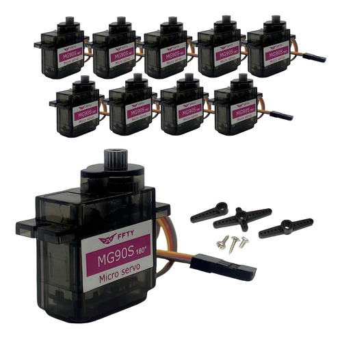 10 Servos Mg90s 9g Micro Metal Para Coche Rc Y Arduino
