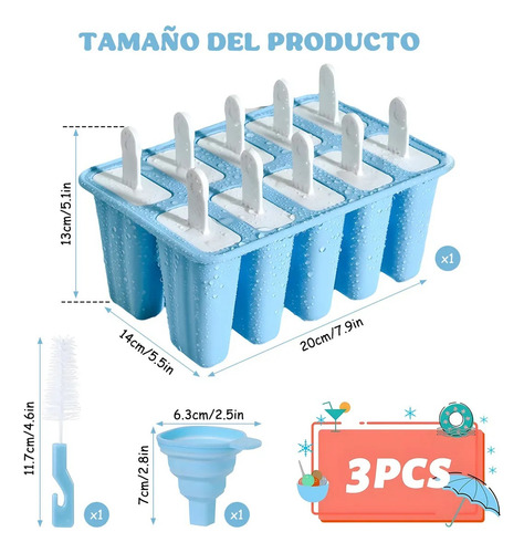 10 Moldes De Silicon Paletas Para Heladas Hielos Gelatinas