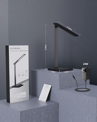 Imagen 6 de 6 de Lampara De Mesa Escritorio Con Cargador Inalambrico Y Usb