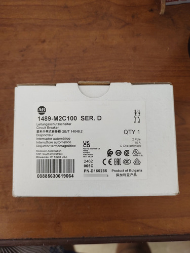 1489-m2c100 Allen Bradley Miniature Circuit Breaker Nuevo (Usado)