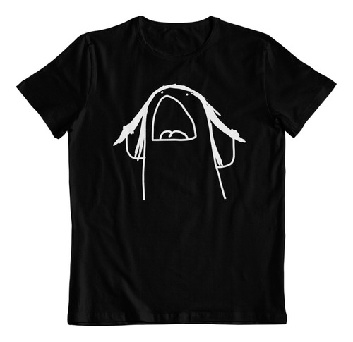 Polera Negra Algodon - Dtf - Flork Irritado Meme Art Pop