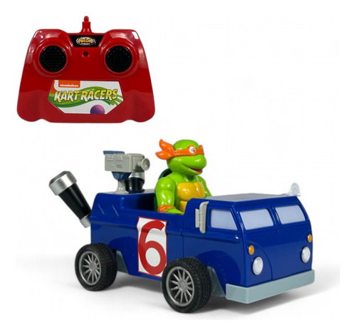 Carrito Juguete Niño Tortugas Ninja Radio Control Remoto Azul Miguel Ángel