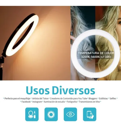 Aro De Luz Con Tripode Para Telefono Foto Estudio Grabacion De Videos  Maquillaje