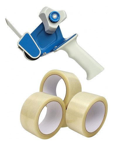 Dispenser Racionador De Cinta De Embalar Pist + 3 Cinta 48mm Azul