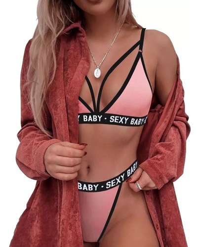 Conjunto Lencería Bralette Crop Top Sexy Baby Coordinado