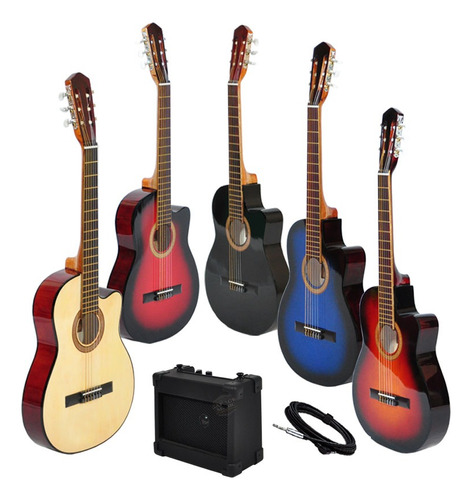 Guitarra Electro Criolla Media Caja Corte Amplificador 5w Cd
