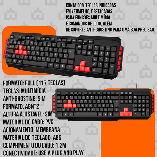 Kit Mobilador Mageon Teclado Gamer Mouse Led Pad Hub Tripé Mouse Preto Teclado Preto