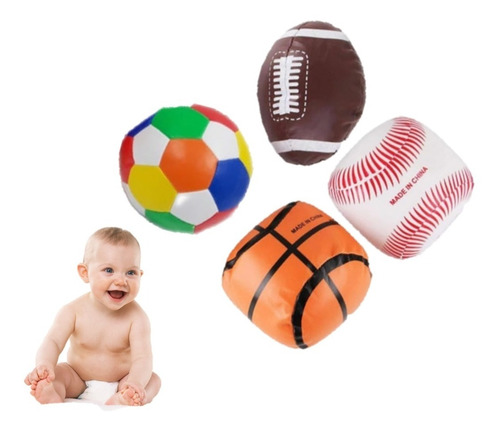 Set De 4 Pelotas Suaves Deportes  Aprendizaje Para Bebé