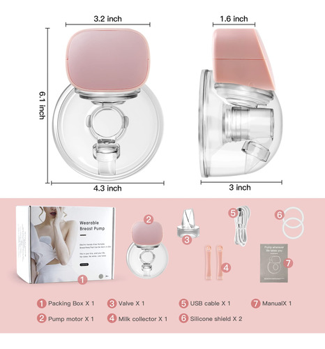 Extractor De Leche Eléctrico Manos Libres Kompoll, Rosa