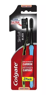 Cepillo de dientes Colgate Slim Soft Black suave x 2 unidades