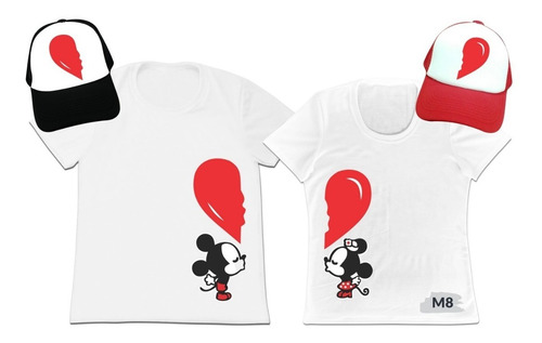 Camiseta Mas Gorra Set 2 Pajeras Enamorados Novios Esposos