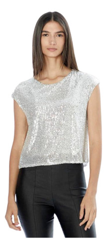 Blusa Remera Paillette Lentejuelas Asterisco Amber Top Noche