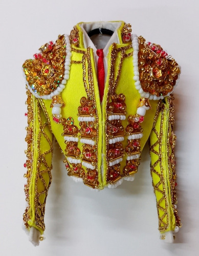 Casaquita De Torero En Miniatura Verde Limón Y Oro