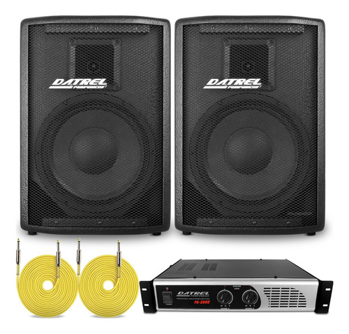 Caixa De Som Datrel C/ Amplificador 400w + Cabos P10 5m Cor Preto 110v/220v