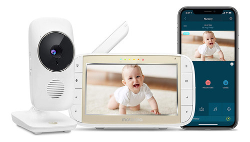 Monitor Inalámbrico Wifi Para Bebés Motorola Mbp844connect, Pantalla A Color Hd De 5 Pulgadas, Comunicación Bidireccional, Alerta De Sonido, Movimiento Y Temperatura, Zoom Digital, Visión Nocturna, 5