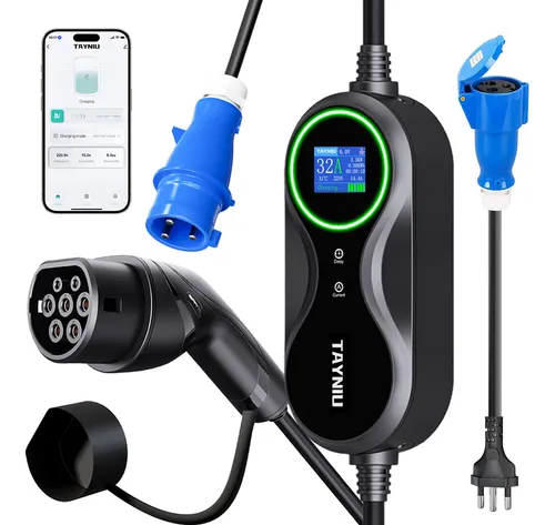 Carregador 7kw 32a Carro Elétrico Portátil Com App Adaptador