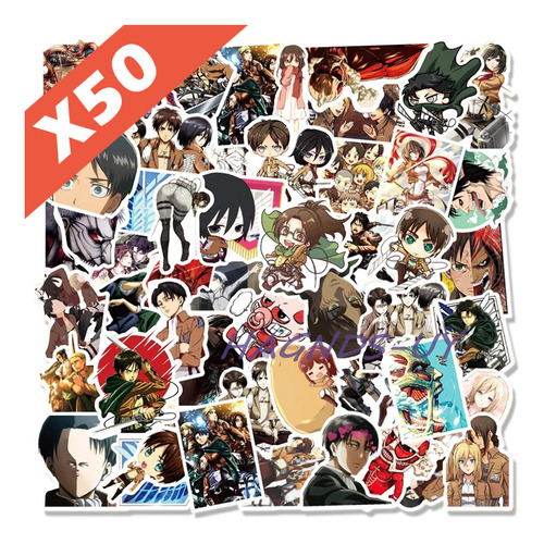 Set De 50 Pegotines Stickers Attack On Titan Anime Manga  