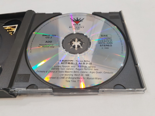 I Puritani, Bellini, Pavarotti - 2cd 1989 Italia Nm 9/10 (Usado)