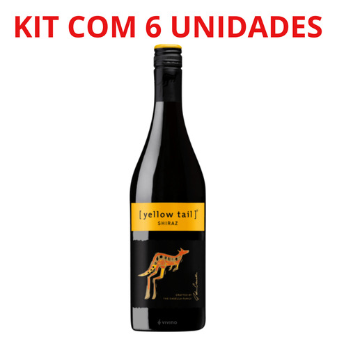 Vinho Australiano Yellow Tail Syrah 750ml Tinto Kit Com 6