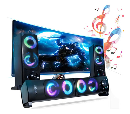 Som Potente E Estilo Com O Alto-falante Knup Pc Tv Rgb Cor Preto