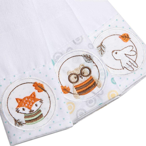 Kit Paninho De Boca Bosque Bordado Na Faixa Com 3 Pcs Papi