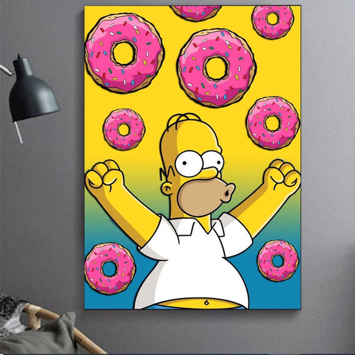T Pintura De Diamante Homero Simpson Lluvia De Rosquillas