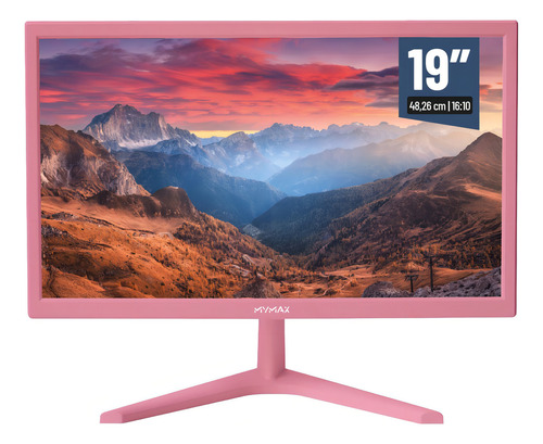 Monitor LED HD de 19 pulgadas, 60 Hz, Hdmi, Vga, 3.6 ms, rosa - Mymax