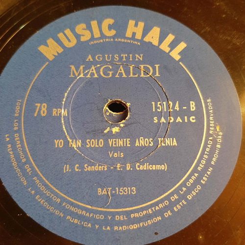 Pasta Agustin Magaldi Music Hall 15124 C368