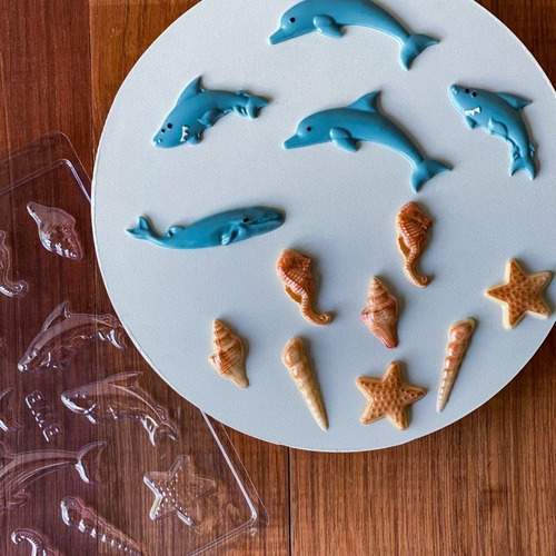 Kit Formas Chocolate Cauda De Sereia + Fundo Do Mar