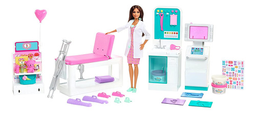 Set De Juego Barbie Fast Cast Clinic, Morena, Doctora, 12 Pu