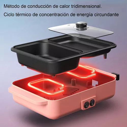 Cocina eléctrica portátil antiadherente de dos fuegos con potencia