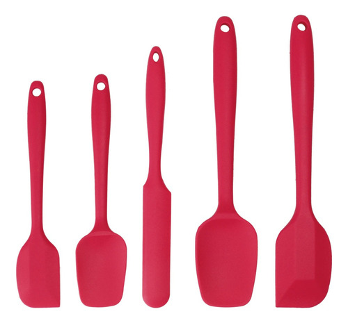 Espátulas De Silicona Kit Para Cocina Hornear Roja 5uds