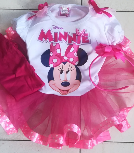 Vestido Tutu Minnie Mouse Con Leguins Y Balaca