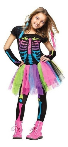 Disfraz De Halloween De Funky Punky Skeleton For Niñas