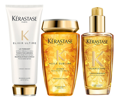 Pack Elixir Ultime Kérastase Shampoo + Fondant + Aceite