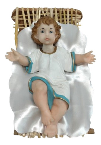  Niño Jesús 24 Cm  Pvc Y Cuna De Madera 