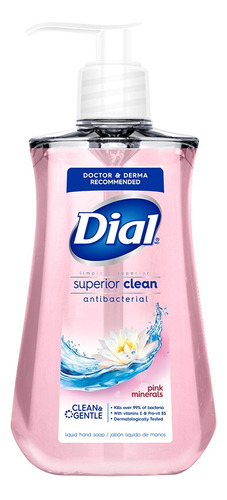 Jabón Líquido Antibacterial Dial Minerales Rosados De 221ml