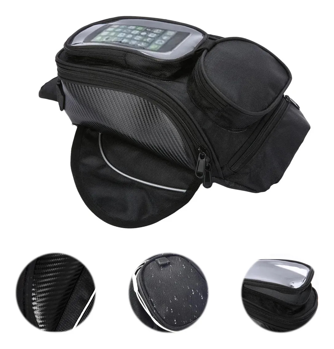 Solutionssolu Bolsa De Depósito Mochila Para Moto Con Tanque Imanes Correa Negro