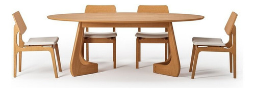 Kit Mesa De Jantar Oval Paineira 210cm E 4 Cadeiras Jandaia