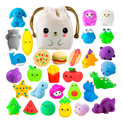 15 Squishy Mochi Animals Random C/ 15 Mini Bolsitas Kawaii