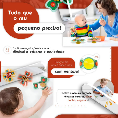 Kit De 3 Juguetes Giratorios Para Bebés Con Ventosa Que Se A