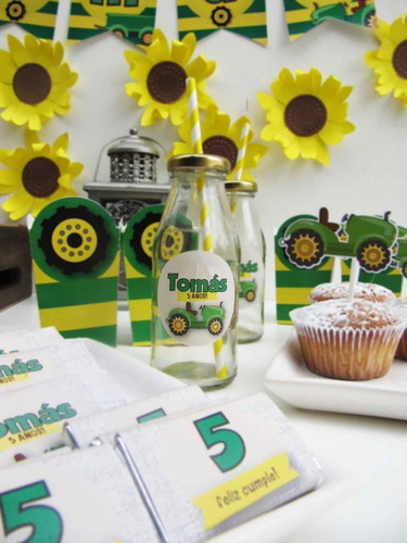 Imagen 8 de 9 de Kit Imprimible Tractor Verde Personalizado Cumpleaños