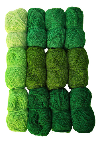 12 Piezas De Hilo Cristal Para Bordar O Tejer De 38-40g C/u Tonos Verdes