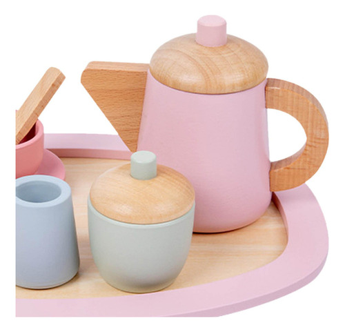 Yi Taza Y Plato De Madera For Cocinas De Juguete, Para